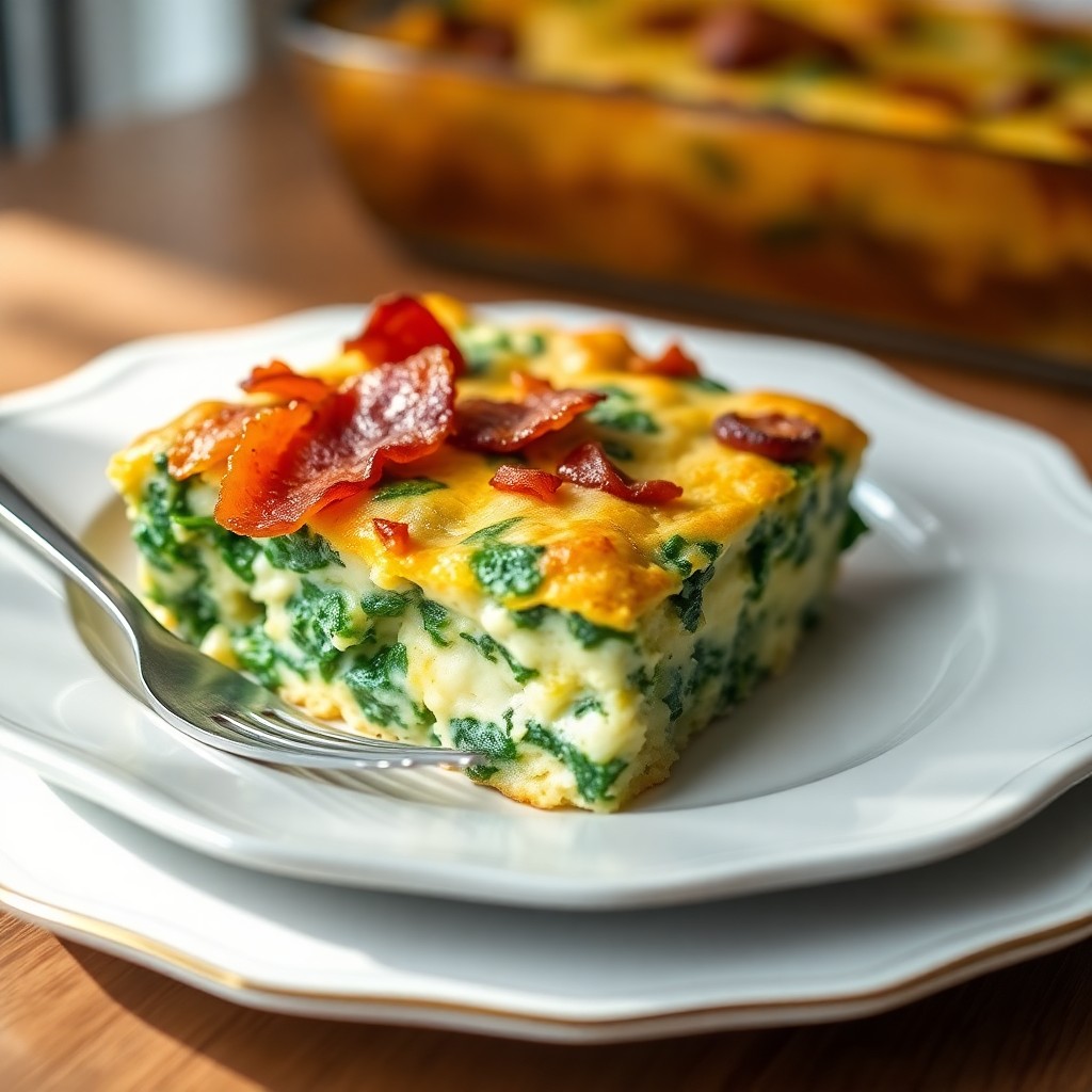 Keto Breakfast Casserole with Spinach and Bacon