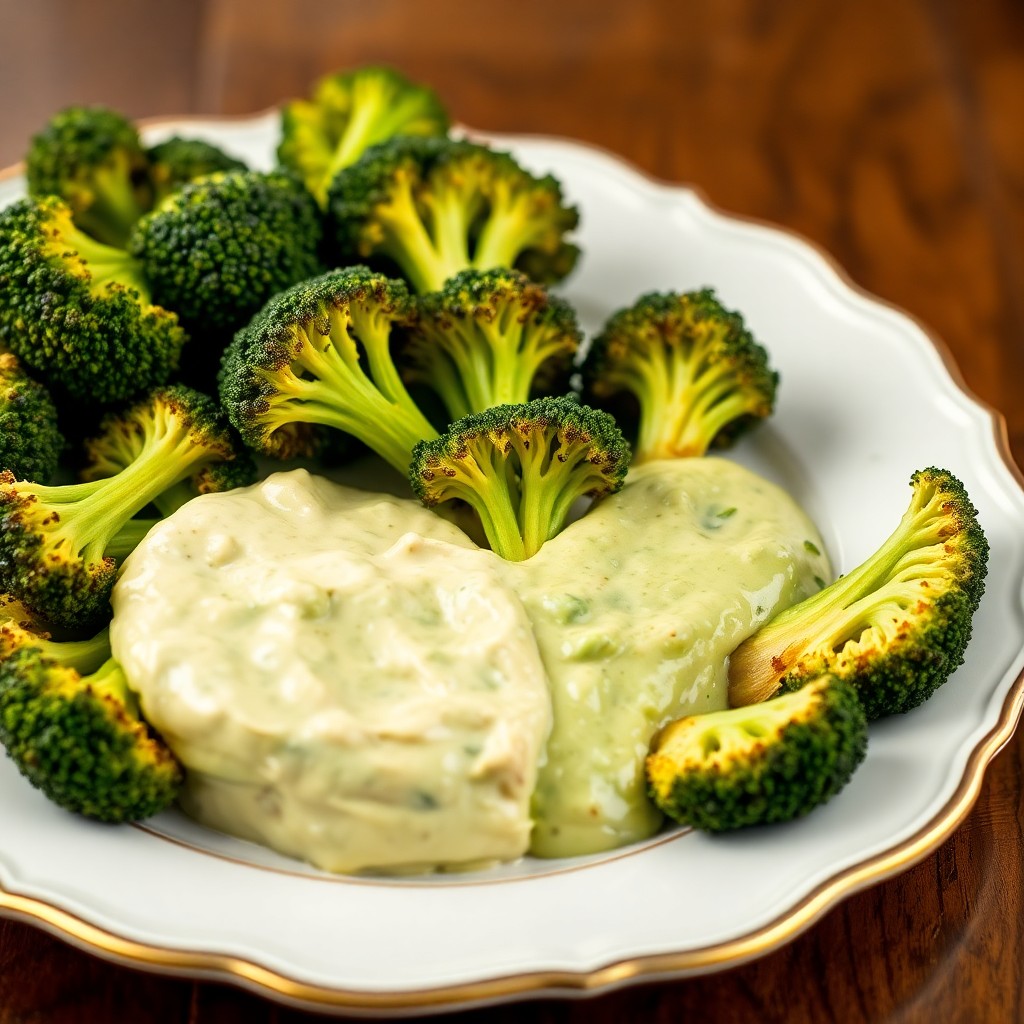 Keto Roasted Broccoli with Avocado Dip