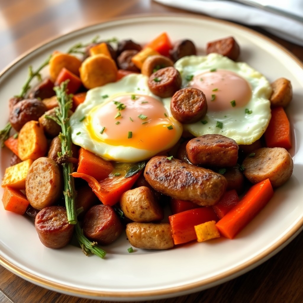 Keto Breakfast Skillet with Roasted Winter Vegetables